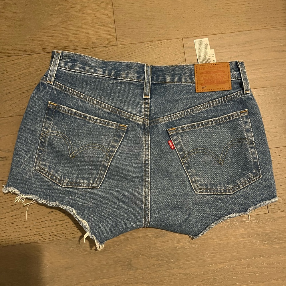 Levi's Blue Jean Shorts Distressed Cutoff Style - Picture 2 of 4